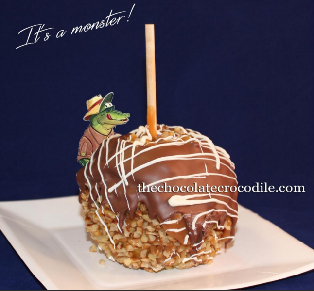 The perfect blend of peanuts and white and milk chocolate on an apple! 